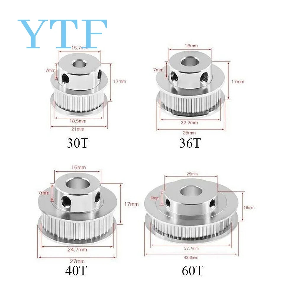 Aluminium 2GT Timing Pulley – 6mm Belt Width for 3D Printer Parts