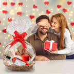 Heart Print Cellophane Gift Bags – Decorative Ribbon Pouches for Wedding Favors