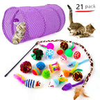 Interactive Cat Play Tunnel – Foldable Mouse and Fish Toy Set for Pets