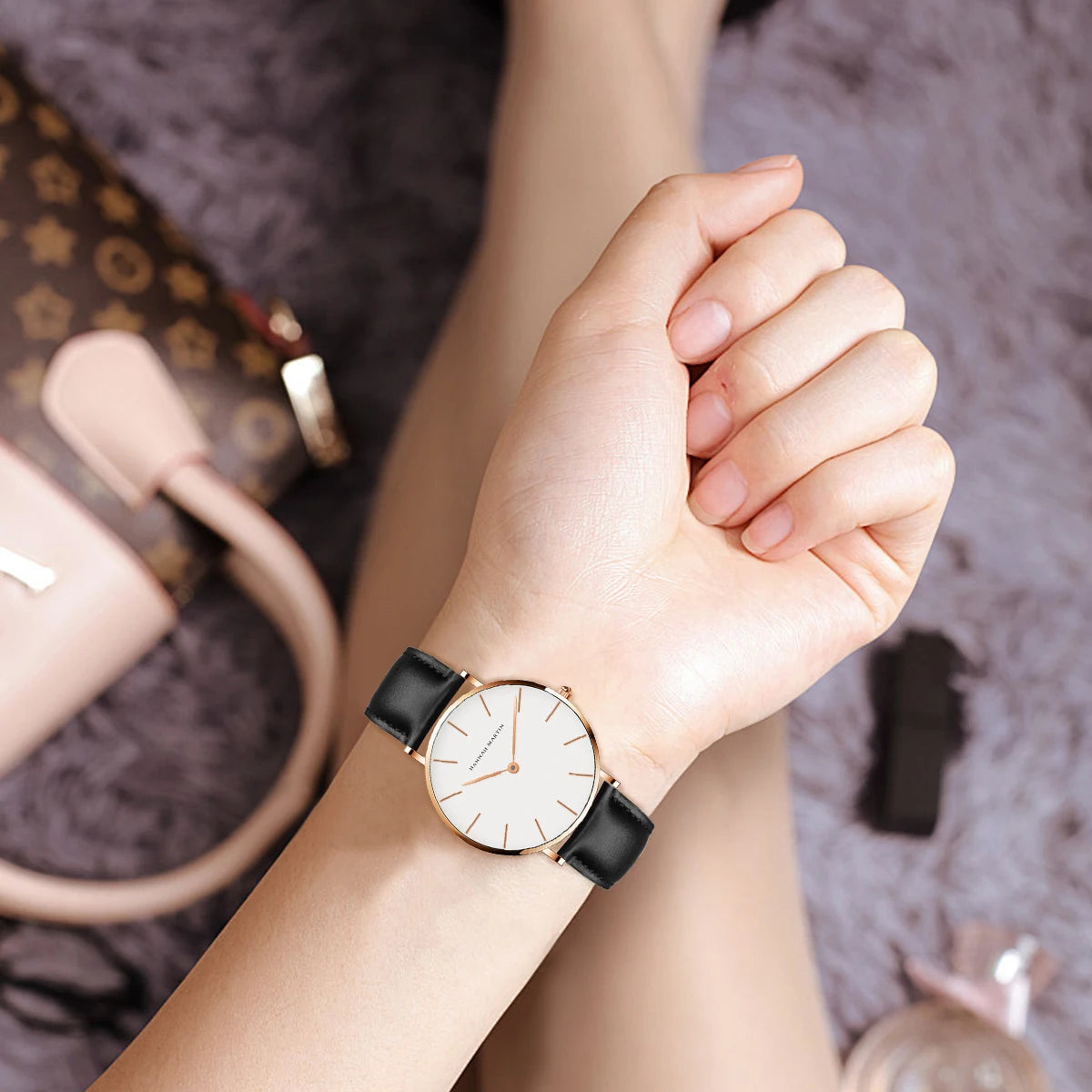 Ultra Thin Leather Wristwatch – Minimalist Dress Accessory for Women