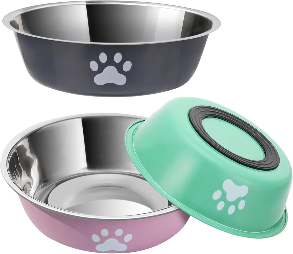 Stainless Steel Dog Bowls – Non-Slip Base for Dog and Cat Feeding