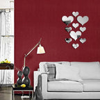 3D Heart Mirror Wall Decals – Removable Acrylic Art for Home Decor