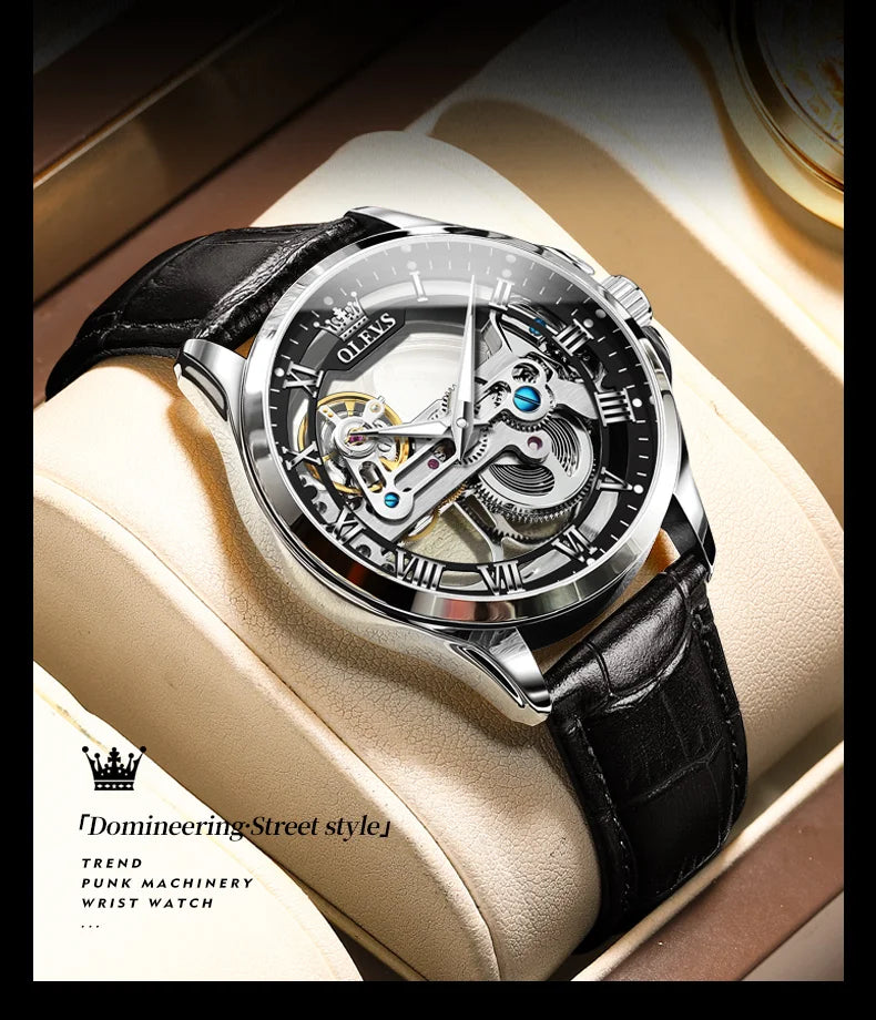 Automatic Skeleton Mechanical Watch – Transparent Leather Strap for Business Men
