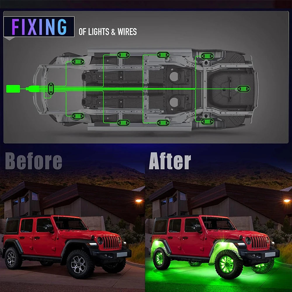 RGB LED Underglow Chassis Lights – Waterproof Exterior Decoration for Off-Road Trucks