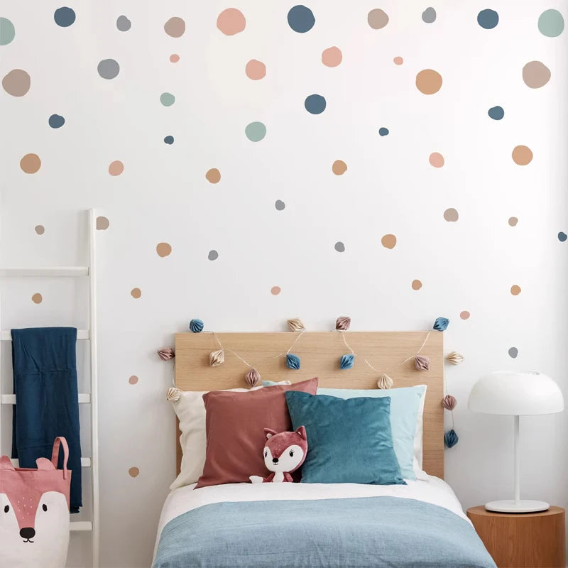 Boho Polka Dot Wall Decals – Colorful Removable Nursery Decor for Kids Room