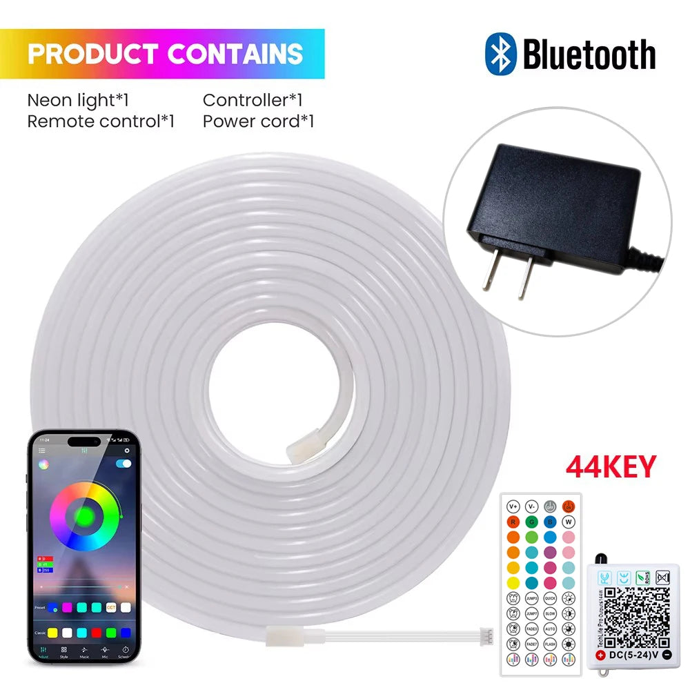 Bluetooth LED RGB Neon Strip – Waterproof Flexible Lights for Outdoor Pool Decor