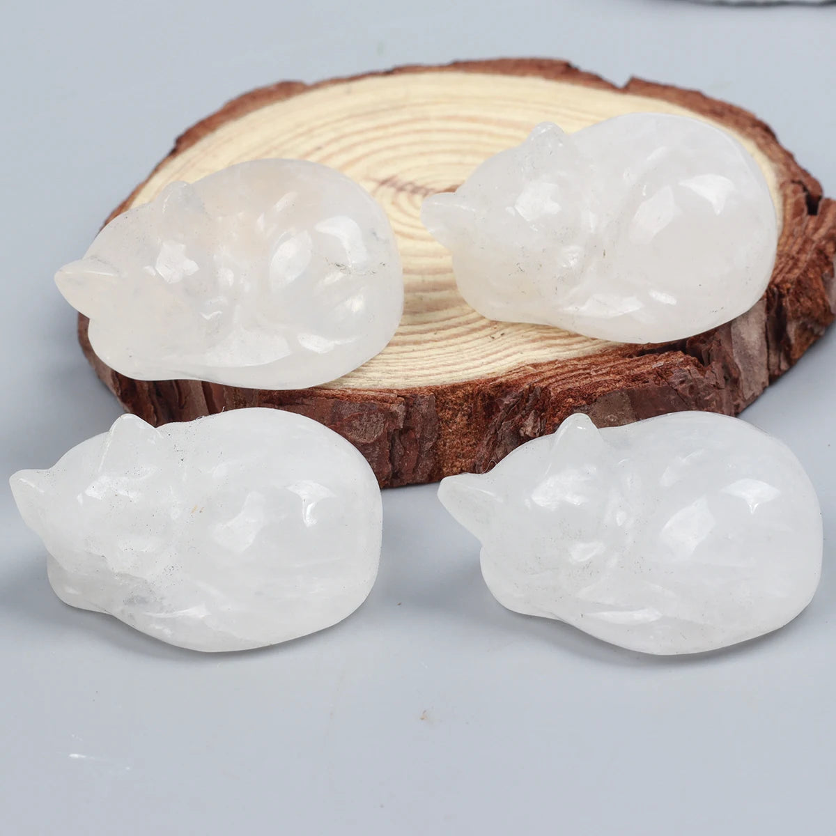 Carved Crystal Cat Figurine – Natural Stone Animal Statue for Home Decor