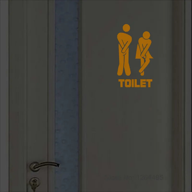 Luminous Toilet Wall Sticker – Glow in the Dark Cartoon Sign for Bathroom Decor
