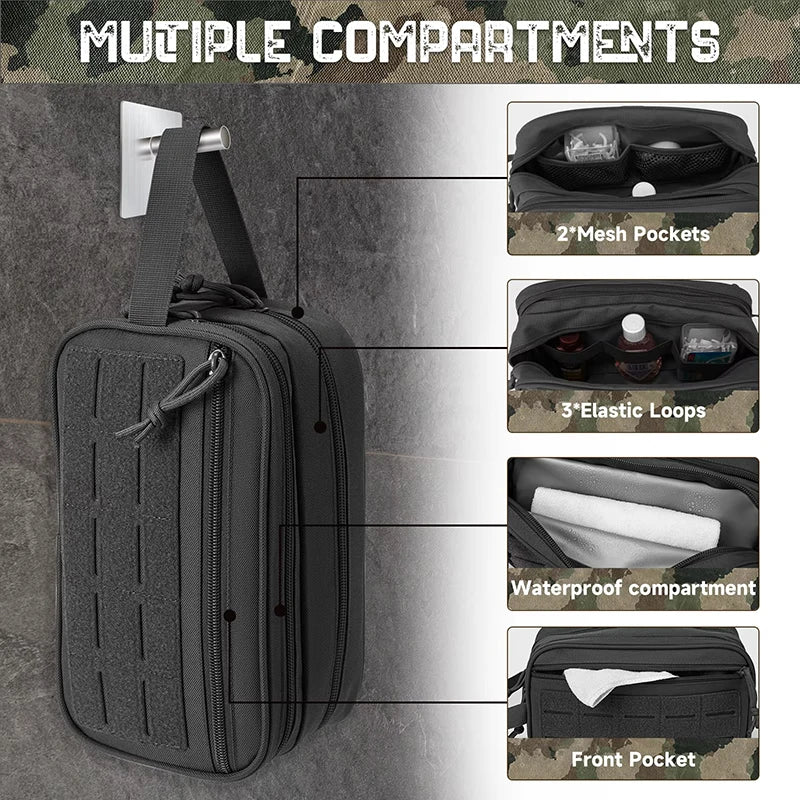Tactical Waterproof Toiletry Bag – Molle Dopp Kit for Travel and Outdoors