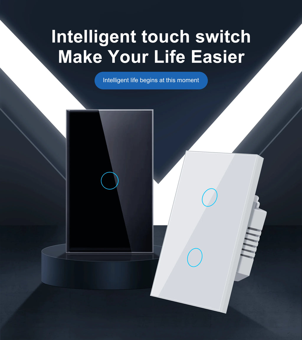 Smart Wifi Touch Light Switch – No Neutral Wire Required for Home Automation