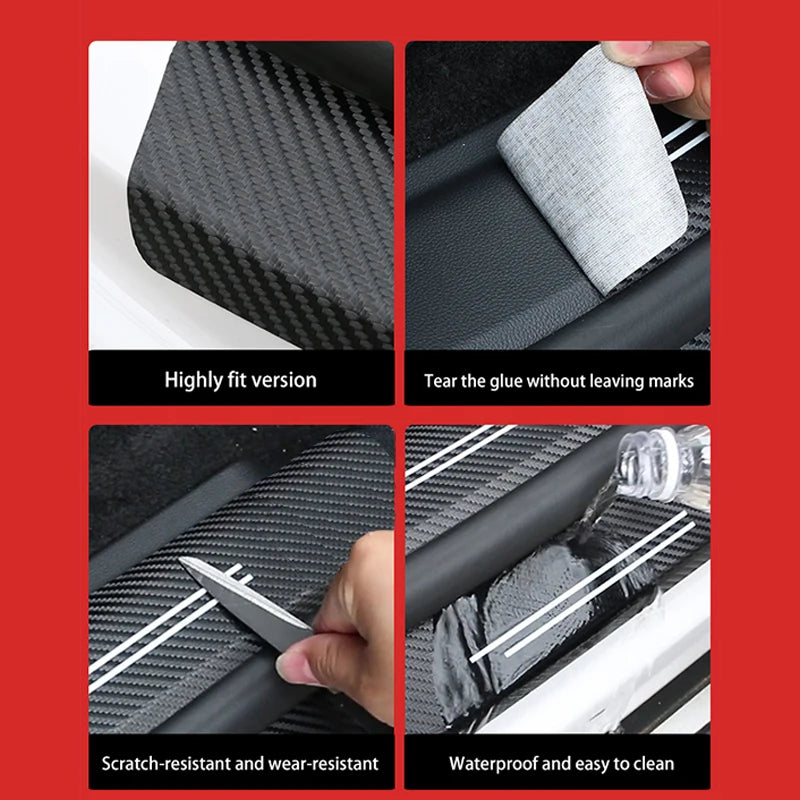 Carbon Fiber Door Sill Protectors – Leather Welcome Pedal for Nissan Juke