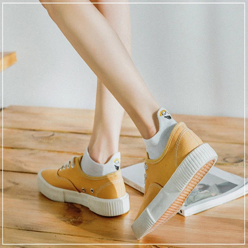Embroidered Expression Ankle Socks – Kawaii Cotton Fashion for Casual Wear