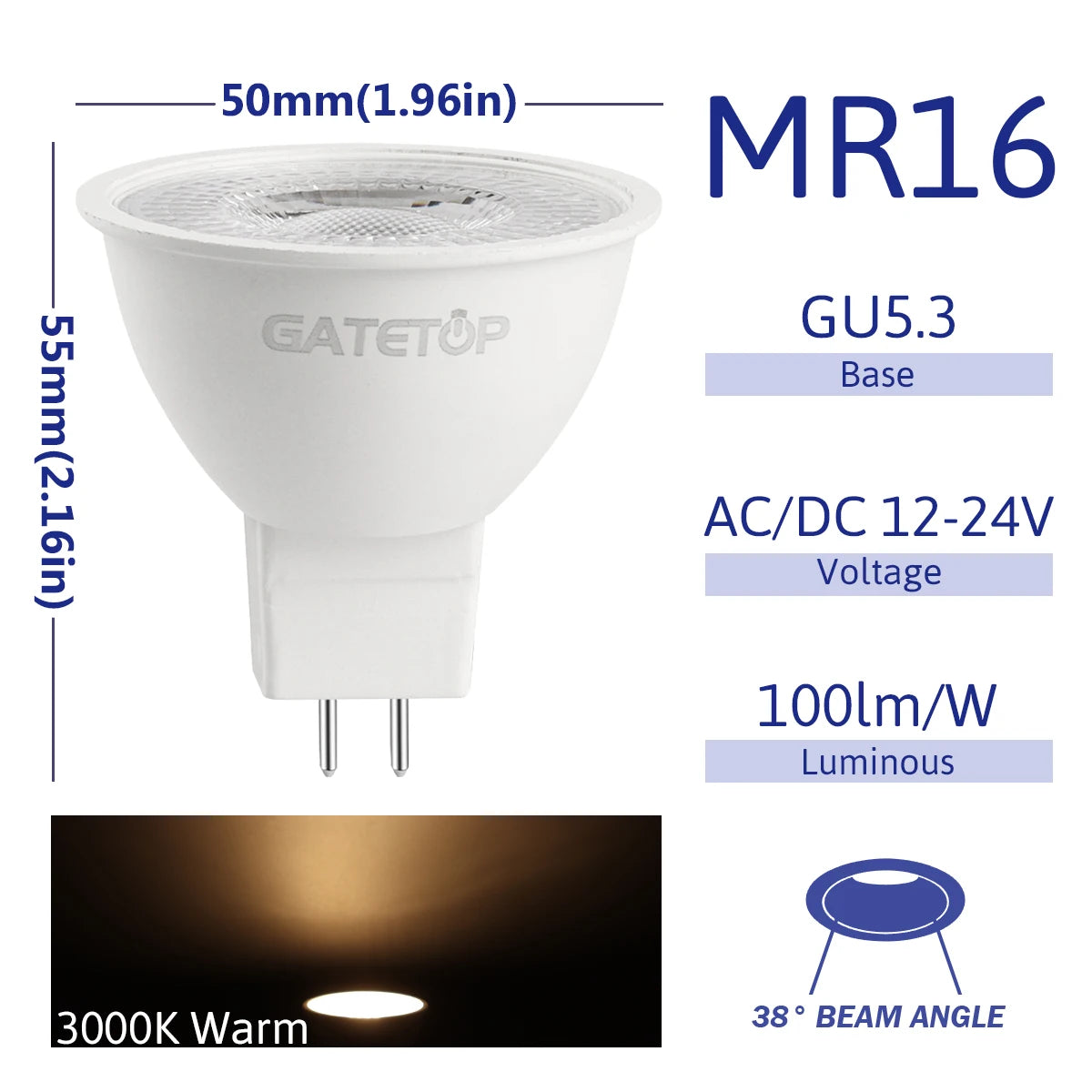 MR16 LED Spotlight Bulb – 6W GU5.3 Energy Efficient Lamp for Home Lighting