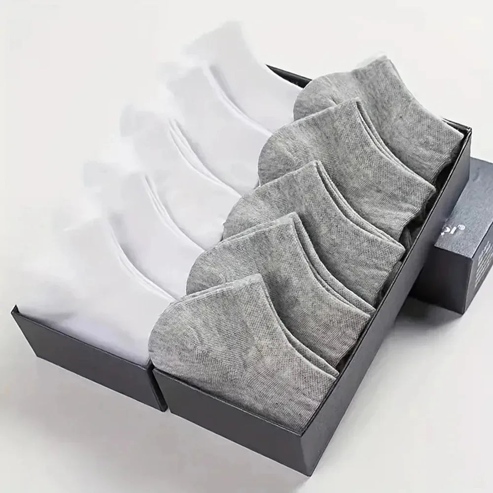 Men's Ankle Boat Socks – Solid Color Sweat-Absorbent Cotton for Business Sport