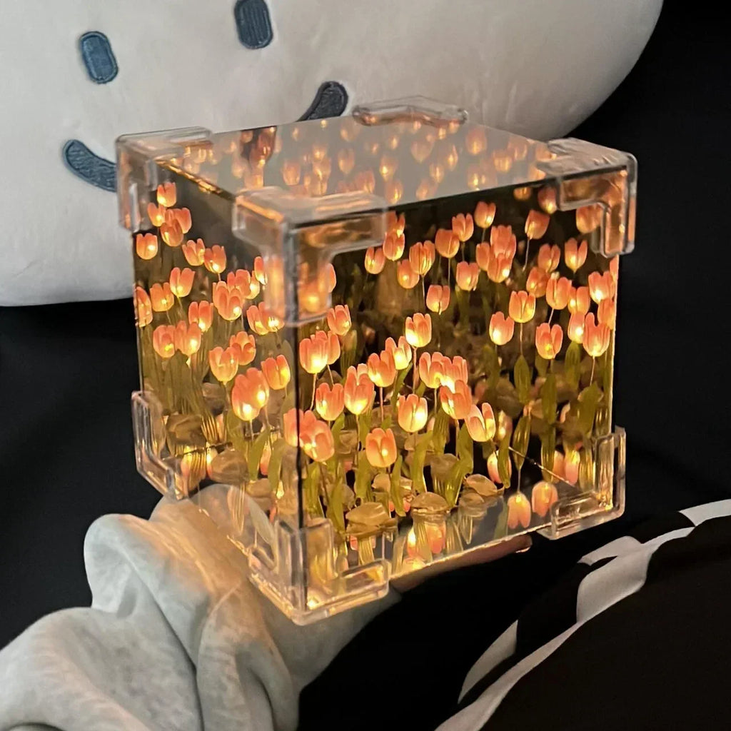 DIY Tulip Mirror Lamp – Handmade Floral Night Light for Bedroom Decor