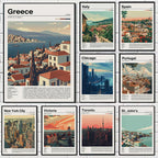 Vintage European City Travel Poster – Retro Canvas Art for Home Decor