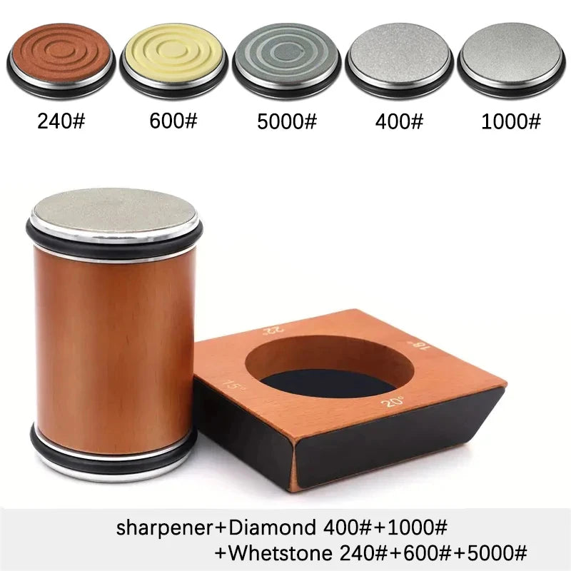 Rolling Knife Sharpener – Diamond Whetstone Kit for Straight Edge Blades