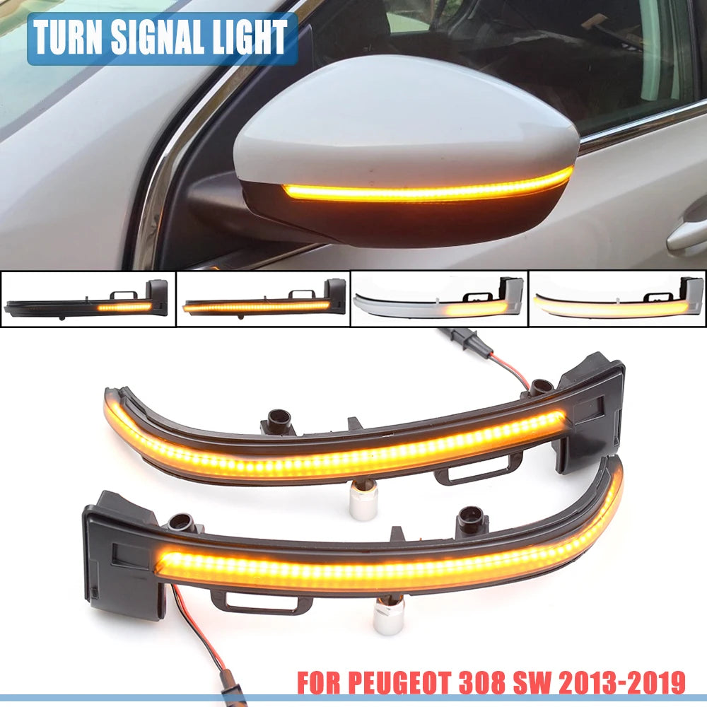 Dynamic LED Side Mirror Indicators – Sequential Turn Signals for Peugeot 308
