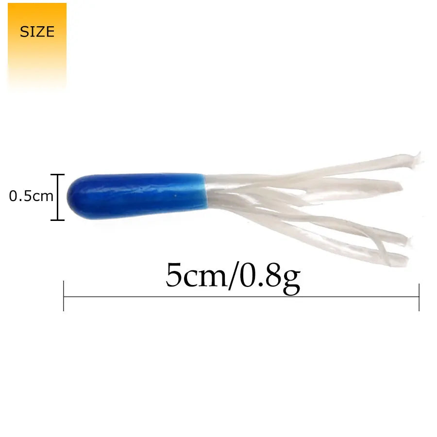 Soft Silicone Tube Worm Lure – 5cm Micro Bait for Bass Perch and Trout Fishing