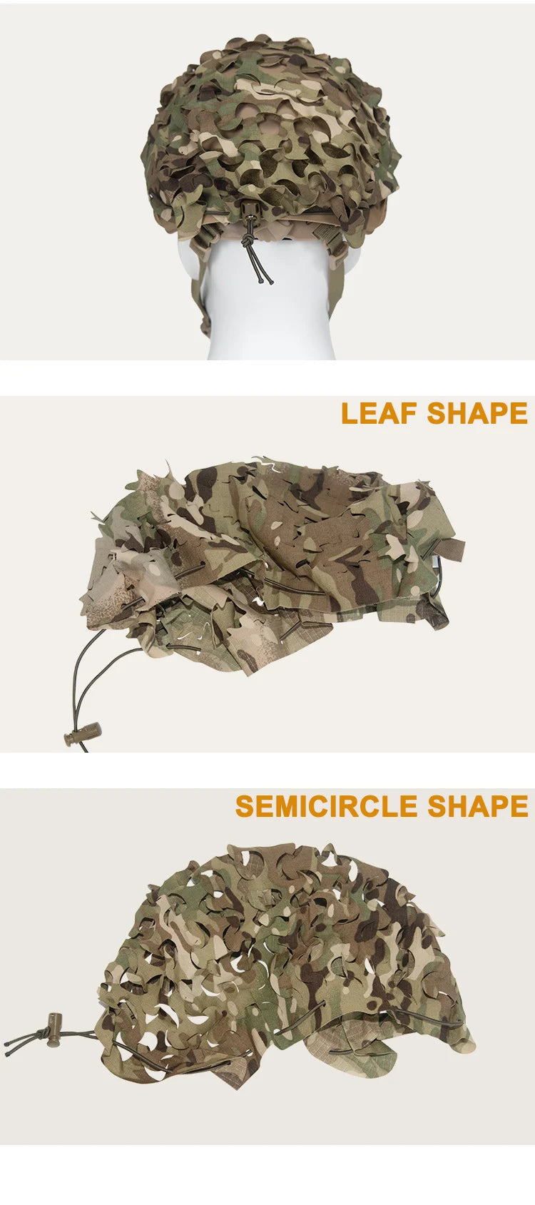 3D Camo Mesh Helmet Cover – Laser Cut Leaf Accessory for Airsoft and Hunting
