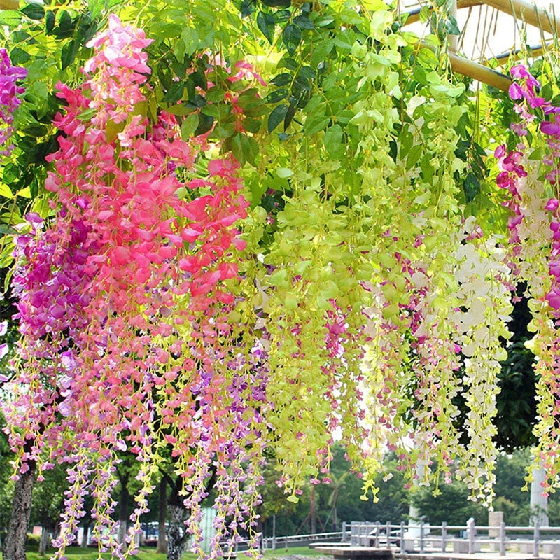 Silk Wisteria Hanging Vines – 110cm Artificial Flower Garland for Wedding Decor