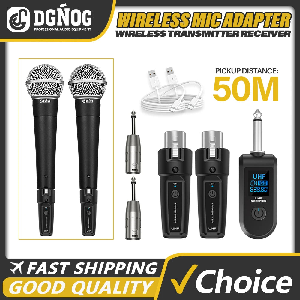 Wireless XLR Microphone System – Rechargeable Transmitter for PA Audio Mixer