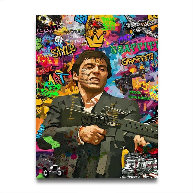 Gangster Graffiti Canvas Print – Urban Street Art for Home Decor