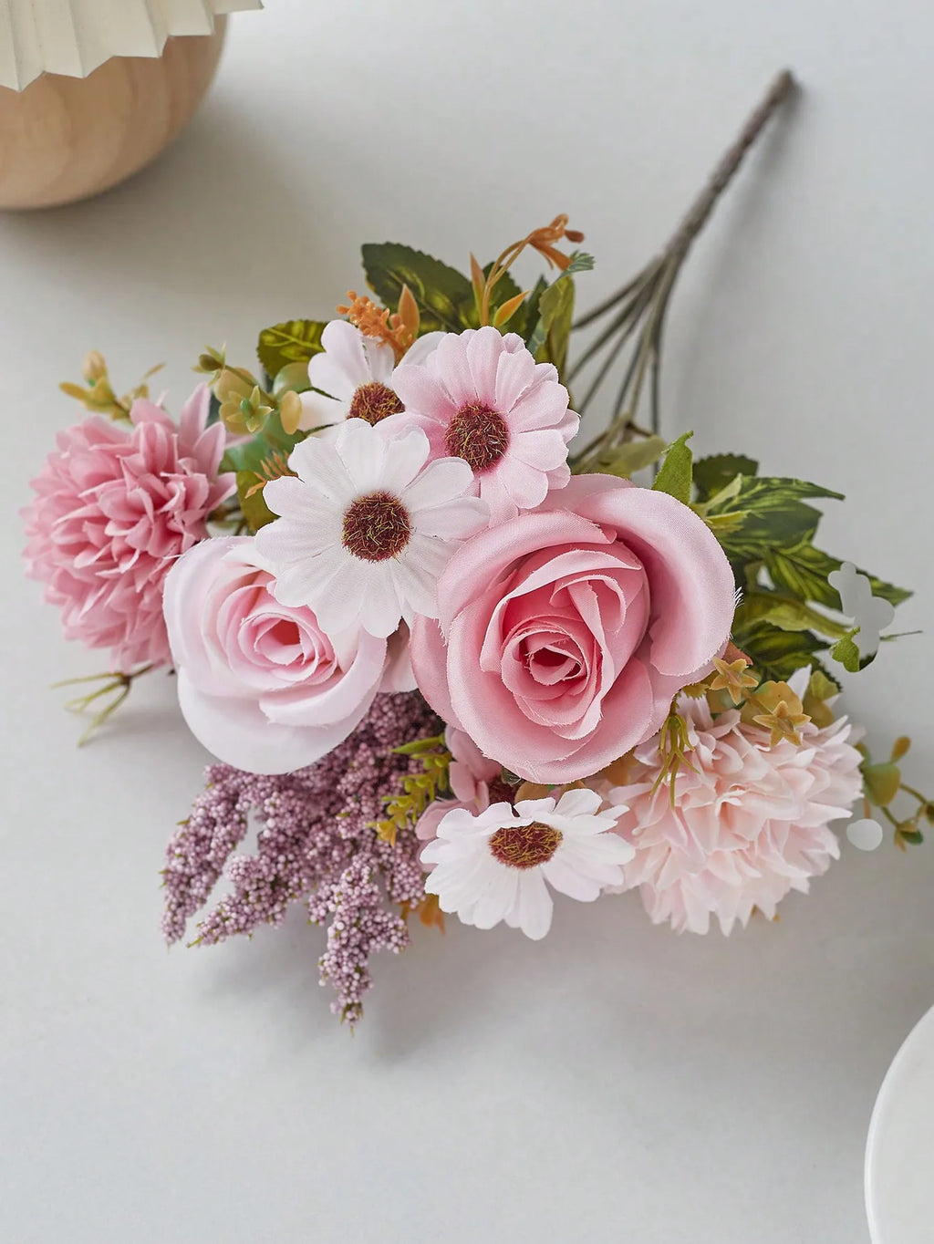 Silk Rose and Daisy Flower Bouquet – Artificial Floral Decor for Weddings