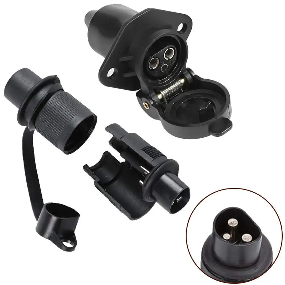 12V 3Pin Trailer Socket – Round Pole Connector for Caravans Trucks and Boats