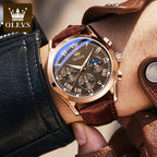 Leather Quartz Watch – Waterproof Noctilucent Timepiece for Business Men
