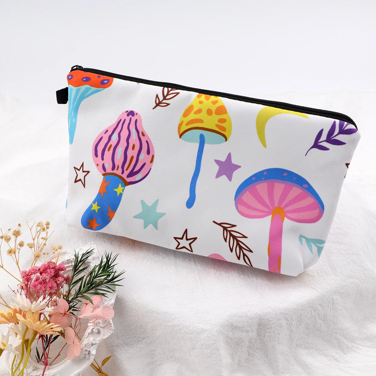 Floral Zipper Makeup Bag – Portable Travel Cosmetic Organizer for Women