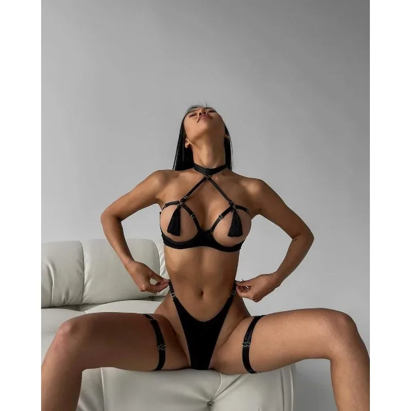 Tassel Lingerie Set – Cut Out Two Piece Set for Sexy Women's Underwear