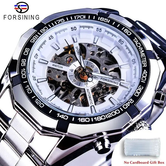 Skeleton Mechanical Watch – Stainless Steel Waterproof Accessory for Men
