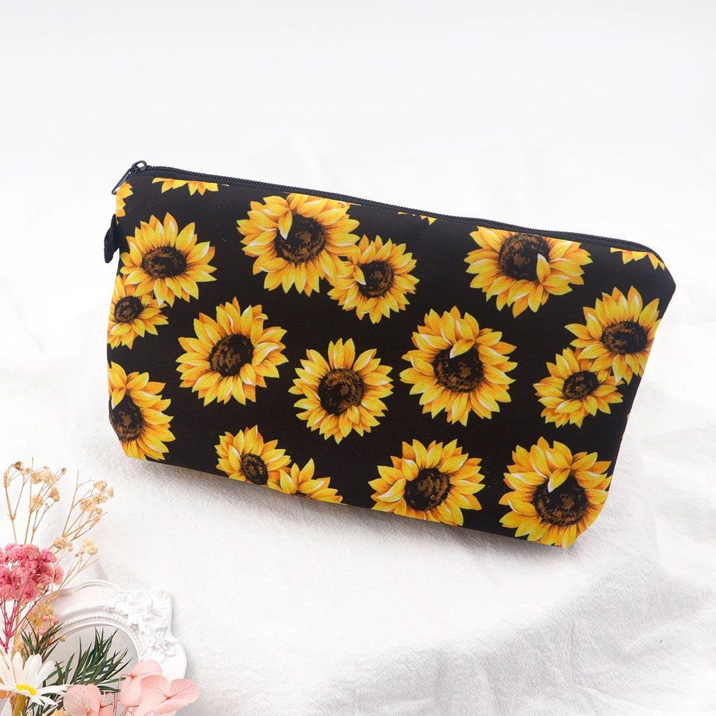 Floral Zipper Makeup Bag – Portable Travel Cosmetic Organizer for Women