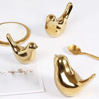 Nordic Gold Ceramic Bird Statue – Modern Animal Sculpture for Home Decor