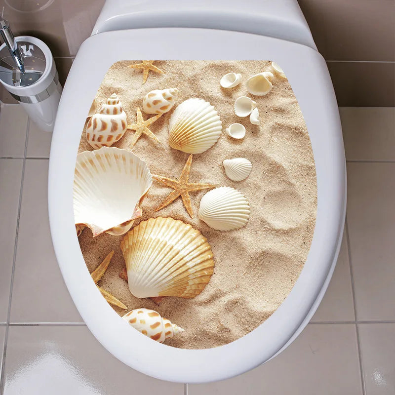 Decorative Toilet Seat Decal – Underwater Sea Shell Art for Bathroom Decor