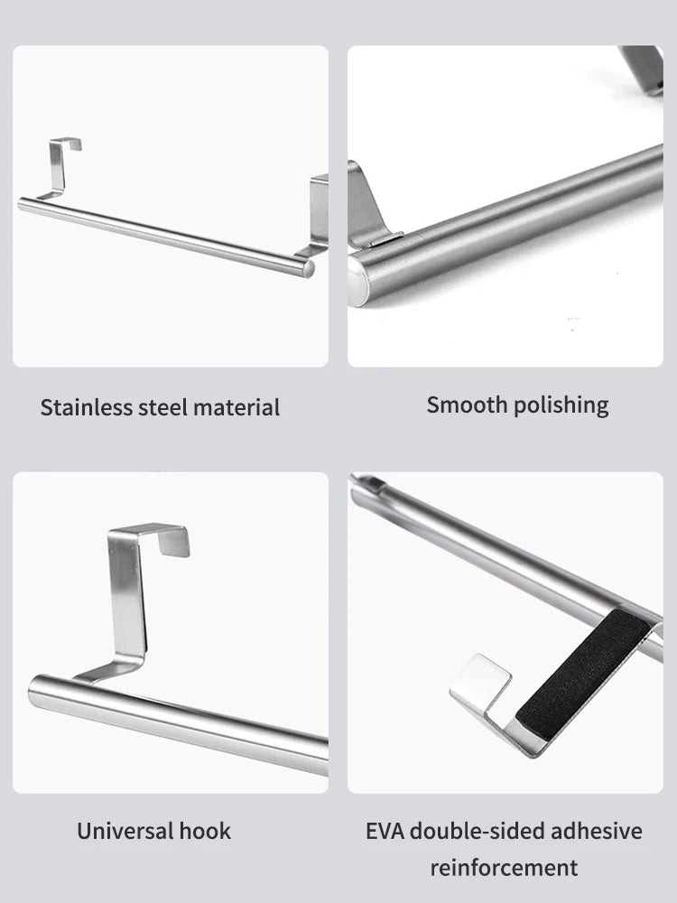 Stainless Steel Towel Rod – Non-Punching Hanging Rack for Bathroom Kitchen
