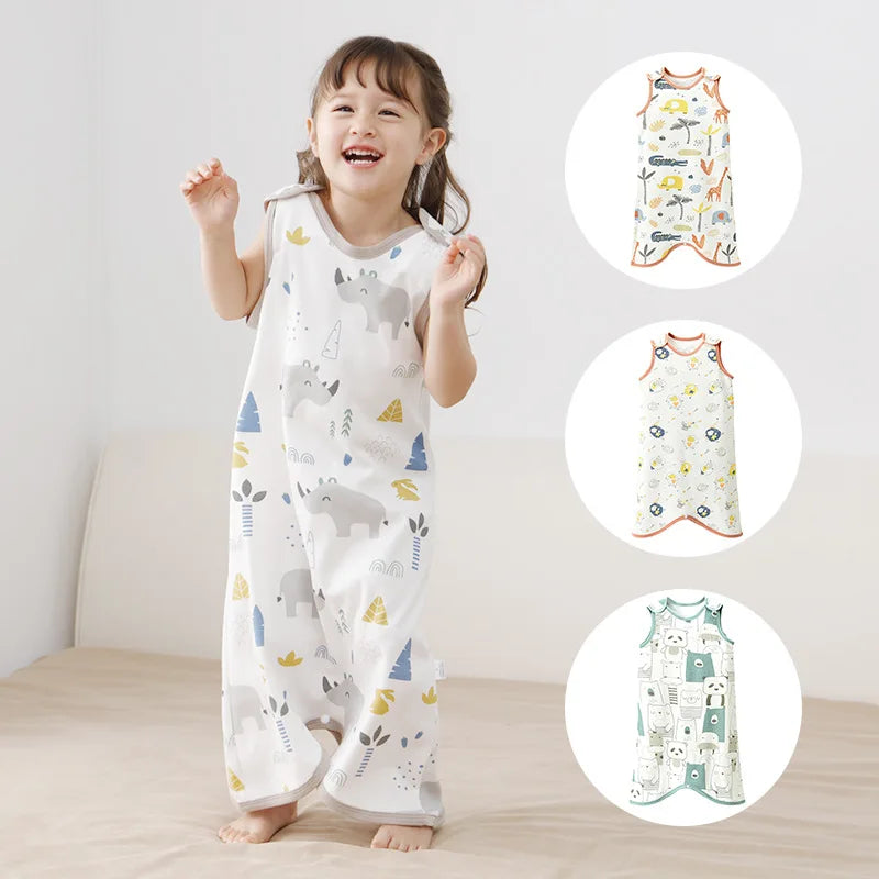 0.5 TOG Baby Sleeping Bag – Cartoon Print Cotton Sleeveless Sleep Sack for Summer