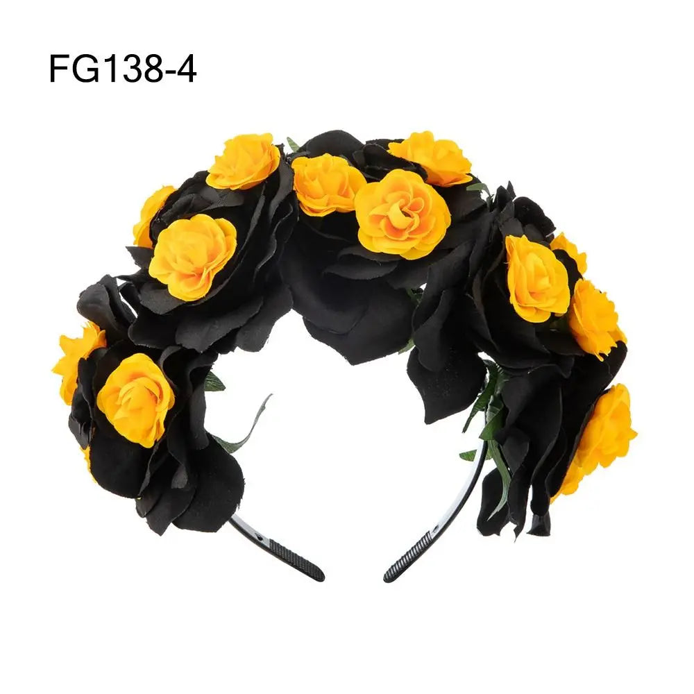 Mexican Rose Flower Crown – Boho Floral Headpiece for Halloween Party Wedding