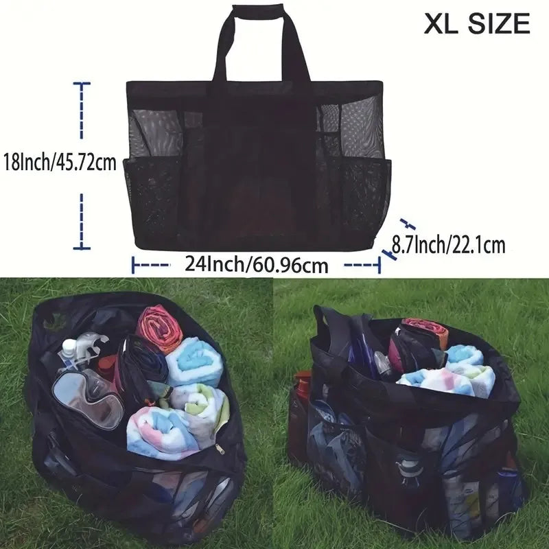 Extra Large Waterproof Beach Bag – Foldable Mesh Tote for Travel and Swimming