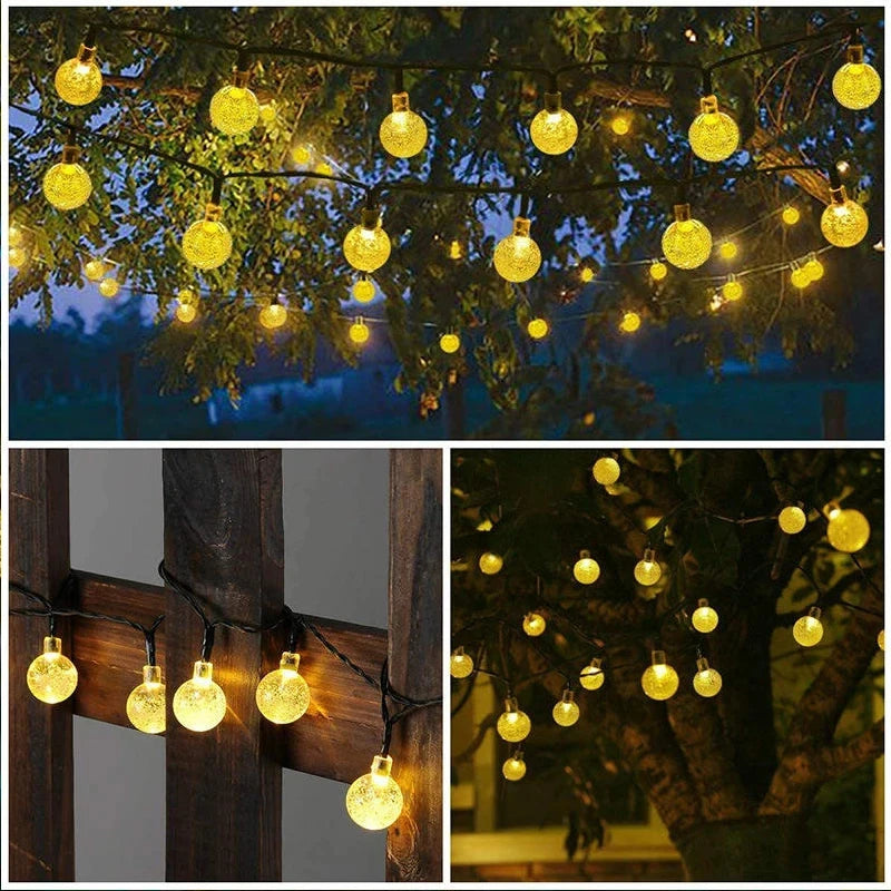Solar Crystal Globe LED String Lights – 60 LED Waterproof Fairy Lights for Outdoor Garden Decor