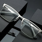 Metal Half-Frame Reading Glasses – Anti-Blue Light Eyewear for Business