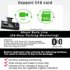 Triple Lens Car Dash Cam – 1080P 3-Channel Video Recorder for Vehicle Security