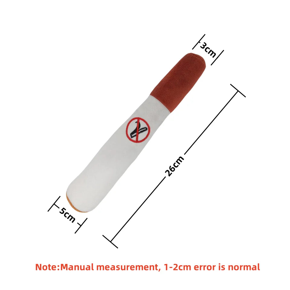 Plush Cigar Dog Toy – Durable Squeaky Chew for Small Breed Puppies