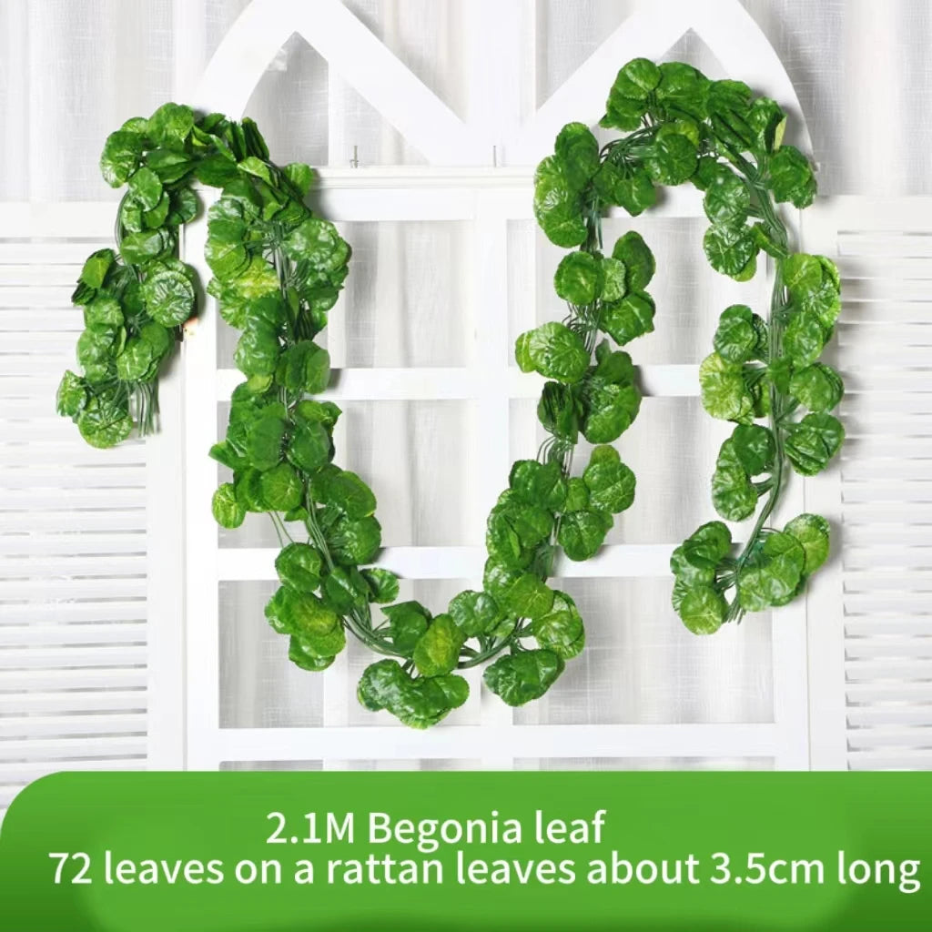 Artificial Ivy Leaf Garland – 2.1M Silk Hanging Vine for Home Garden Decor