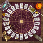 Zodiac Tarot Card Tablecloth – Velvet Divination Mat for Fortune Telling