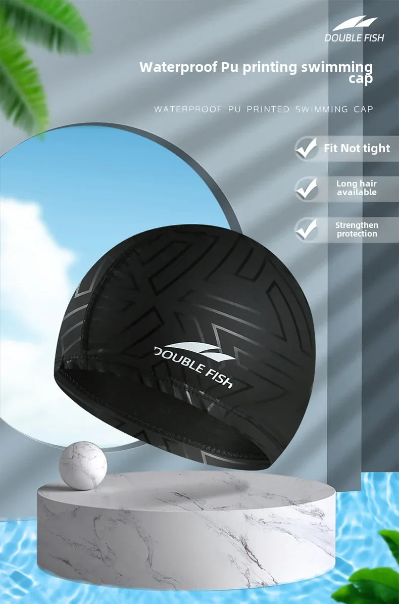 Waterproof PU Swimming Cap – Unisex Adult Professional Hat for Lap Training