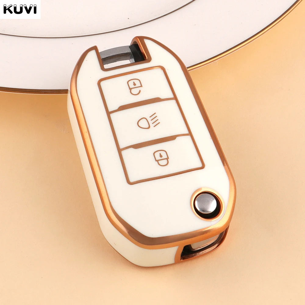 TPU Car Flip Key Case – Protective Shell for Peugeot and Citroen Accessories
