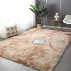 Plush Gray Area Rug – Fluffy Anti-Slip Velvet Carpet for Living Room Decor