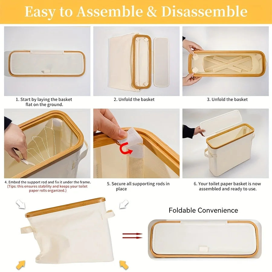 Bamboo Toilet Paper Holder – Enclosed Tissue Storage Box for Bathroom Organizer